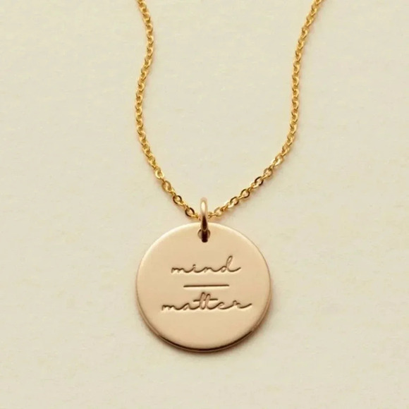 Mind over Matter Gold Round Disc Charm Necklace - Picture 2 of 11